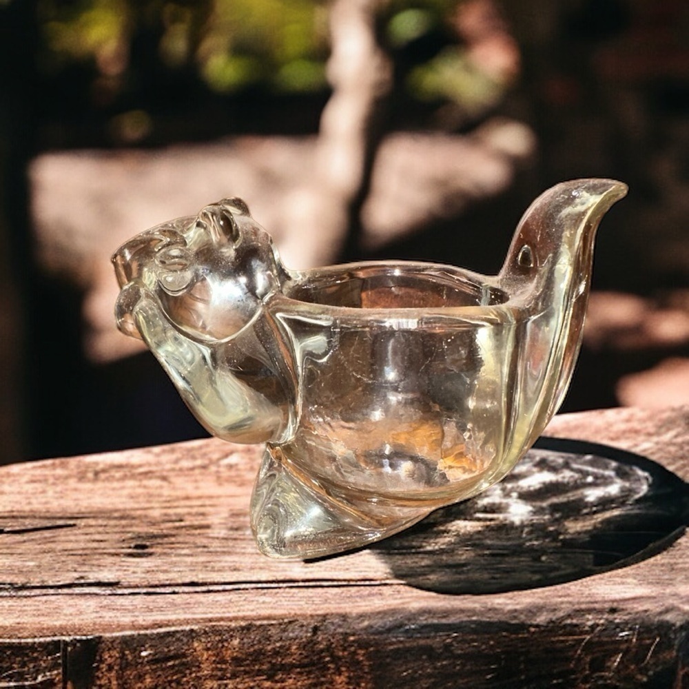 Vintage Avon Squirrel Clear Glass Votive Candle Holder